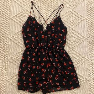 Urban outfitters romper with strappy neck detail